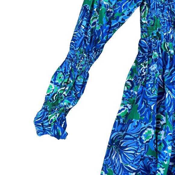 Lilly Pulitzer Smocked Mini Dress Blue Green - Picture 7 of 14